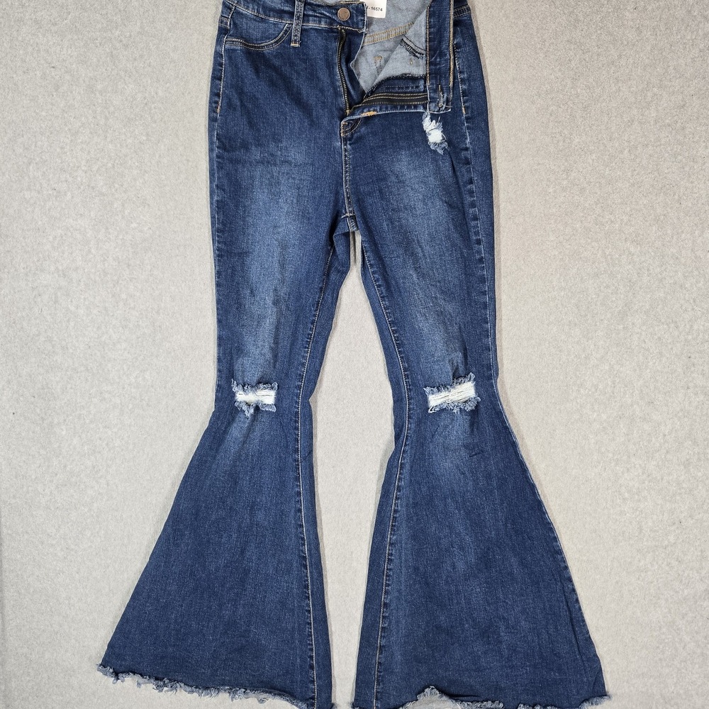 Hammer Jeans Women Jeans 7 Blue Denim Y816 Flared Bell Bottom